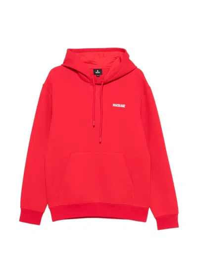 Mackage Konton-z Logo-print Drawstring Hoodie In Red