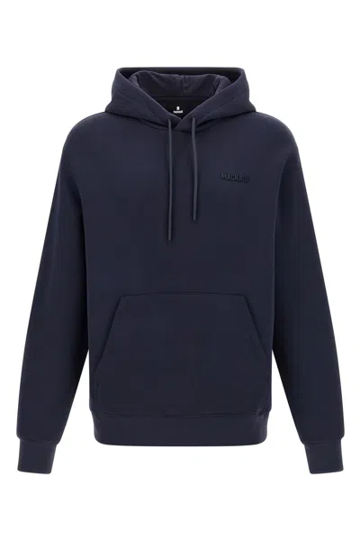 Mackage Logo-embroidered Kangaroo-pocket Hoodie In Blue