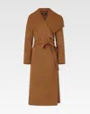 Mackage Ladies Belted Light Wool Coat In Earth Brown In Brown