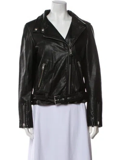 Pre-owned Mackage Lamb Leather Biker Jacket In Black