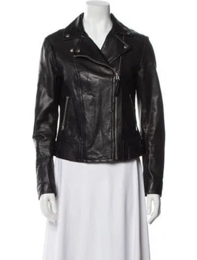 Pre-owned Mackage Lamb Leather Biker Jacket In Black