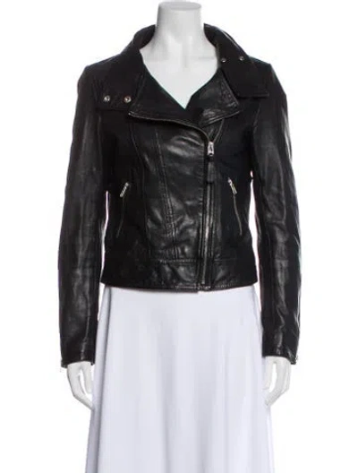 Pre-owned Mackage Lamb Leather Biker Jacket In Black
