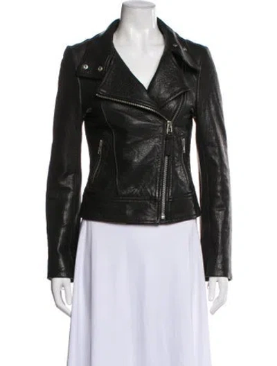 Pre-owned Mackage Lamb Leather Biker Jacket In Black