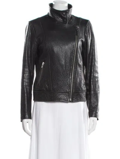 Pre-owned Mackage Lamb Leather Biker Jacket In Black