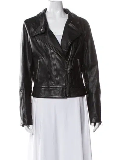 Pre-owned Mackage Lamb Leather Biker Jacket In Black