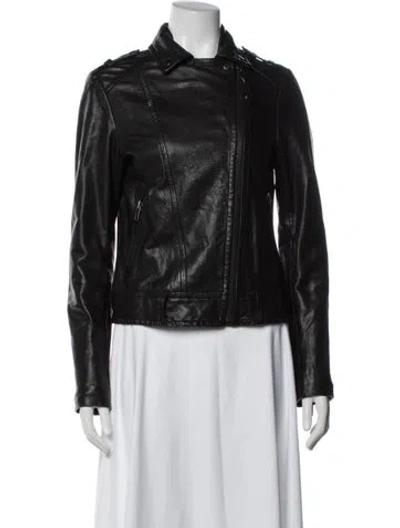 Pre-owned Mackage Lamb Leather Biker Jacket In Black