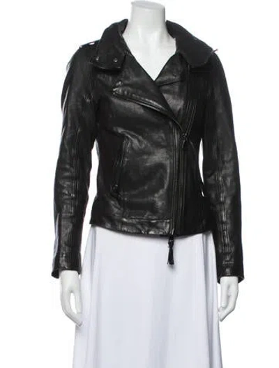 Pre-owned Mackage Lamb Leather Biker Jacket In Black