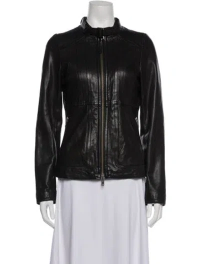 Pre-owned Mackage Lamb Leather Biker Jacket In Black