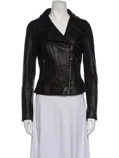 Pre-owned Mackage Lamb Leather Biker Jacket In Black