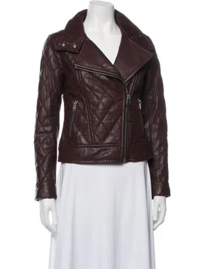 Pre-owned Mackage Lamb Leather Biker Jacket In Burgundy