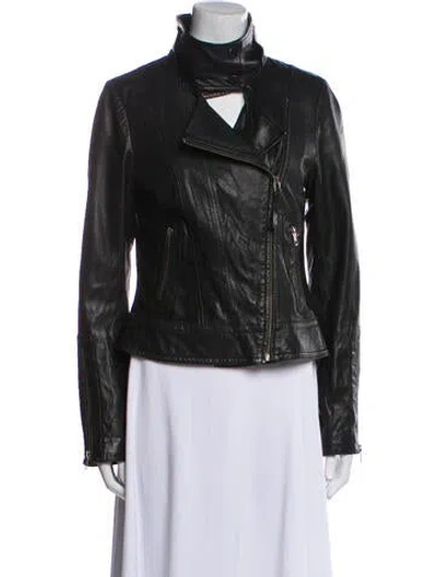 Pre-owned Mackage Lamb Leather Biker Jacket In Neutral
