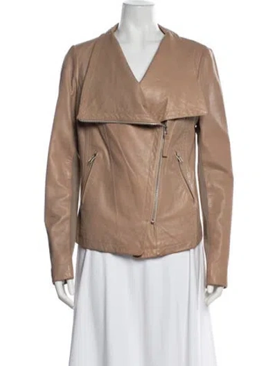 Pre-owned Mackage Lamb Leather Biker Jacket In Neutral