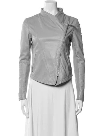 Pre-owned Mackage Lamb Leather Biker Jacket In Neutrals