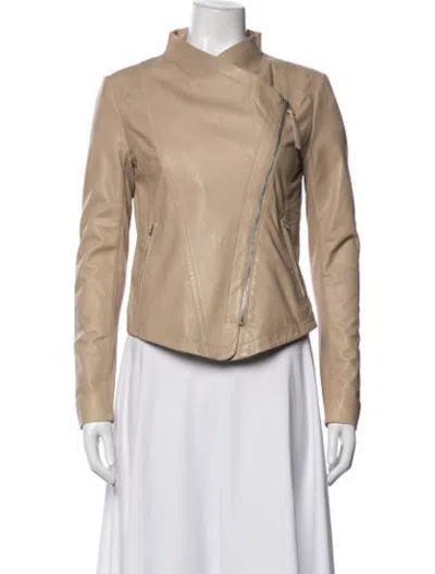 Pre-owned Mackage Lamb Leather Biker Jacket In Neutrals