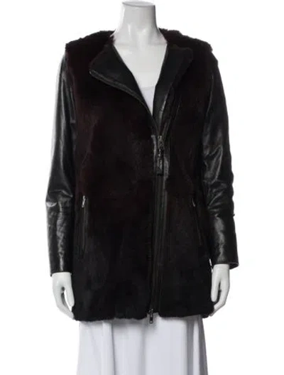 Pre-owned Mackage Lamb Leather Fur Jacket In Black