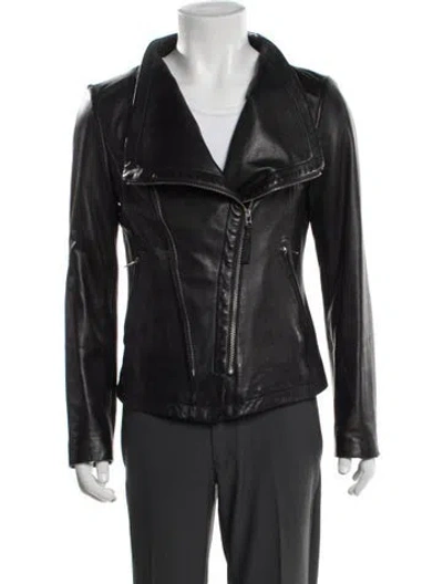 Pre-owned Mackage Lamb Leather Moto Jacket In Black