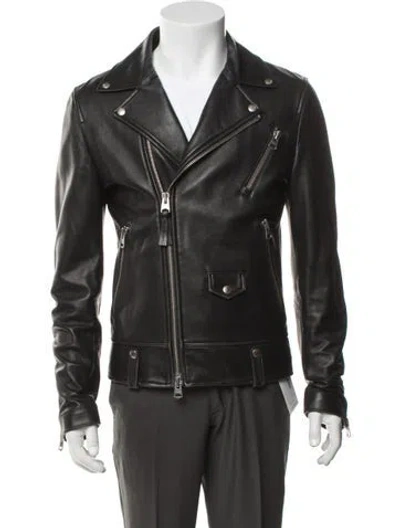 Pre-owned Mackage Lamb Leather Moto Jacket In Black