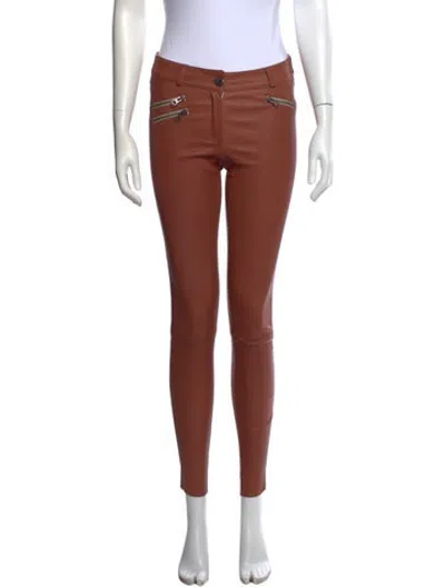 Pre-owned Mackage Lamb Leather Skinny Leg Pants In Brown