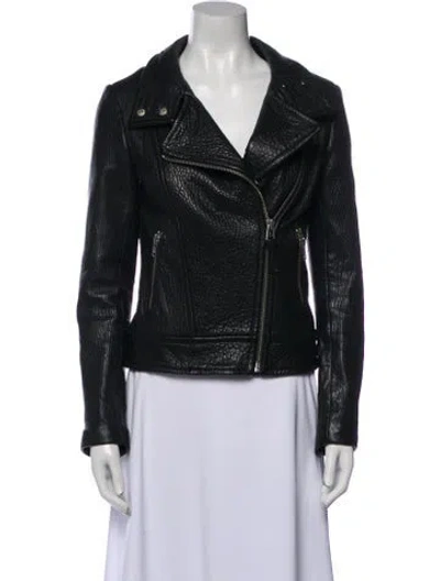 Pre-owned Mackage Lambskin Biker Jacket In Black