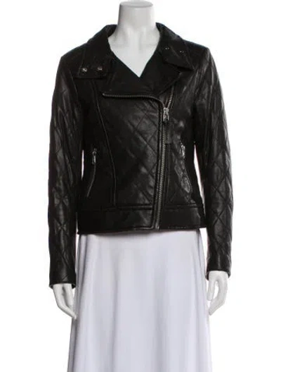 Pre-owned Mackage Lambskin Biker Jacket In Black