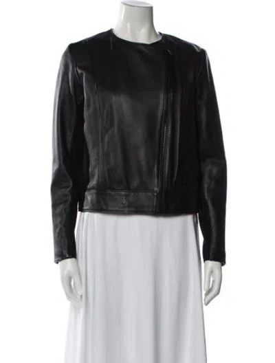 Pre-owned Mackage Lambskin Biker Jacket In Black