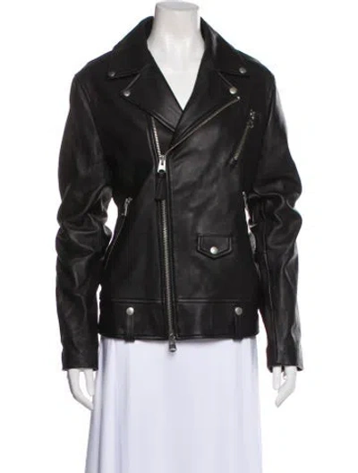 Pre-owned Mackage Lambskin Biker Jacket In Black