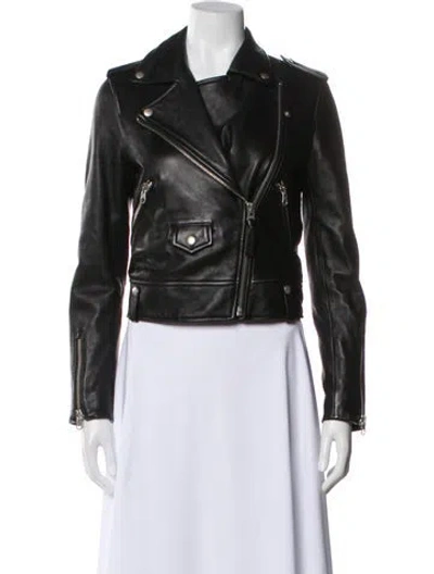 Pre-owned Mackage Lambskin Biker Jacket In Black