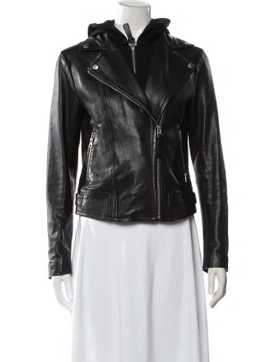 Pre-owned Mackage Lambskin Biker Jacket In Black