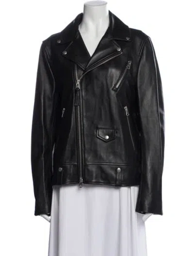 Pre-owned Mackage Lambskin Biker Jacket In Black