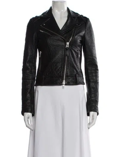 Pre-owned Mackage Lambskin Biker Jacket In Black