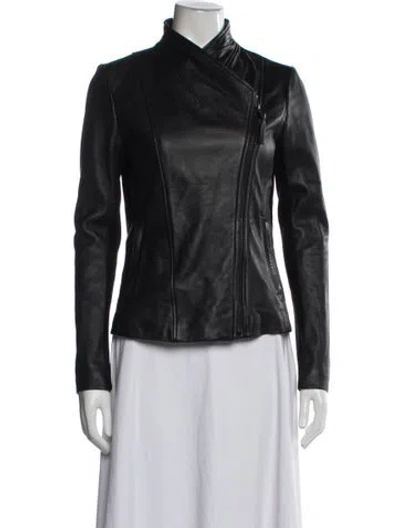 Pre-owned Mackage Lambskin Biker Jacket In Black