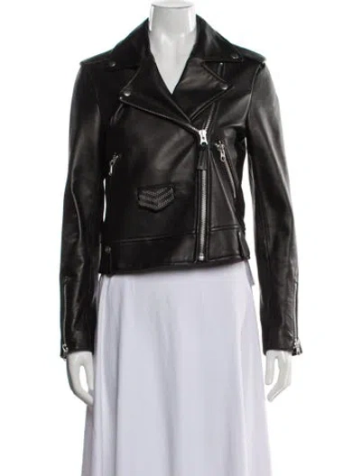Pre-owned Mackage Lambskin Biker Jacket In Black