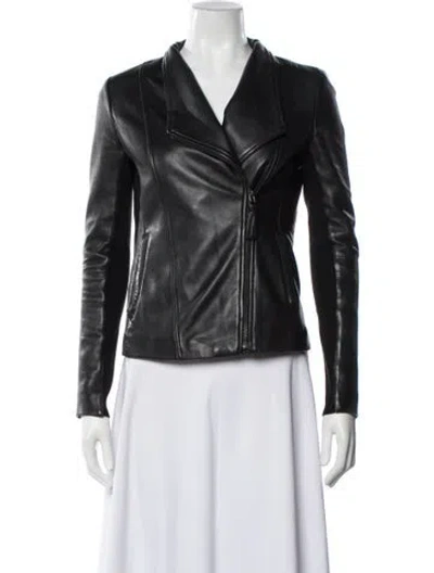 Pre-owned Mackage Lambskin Biker Jacket In Black