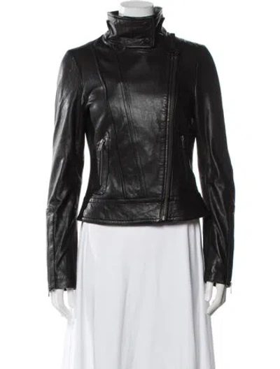 Pre-owned Mackage Lambskin Biker Jacket In Black