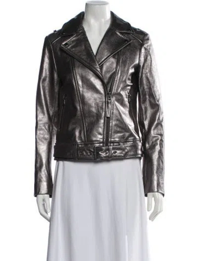 Pre-owned Mackage Lambskin Biker Jacket In Black