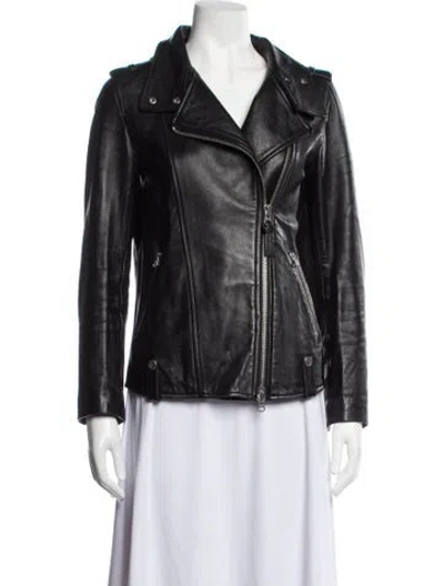 Pre-owned Mackage Lambskin Biker Jacket In Black