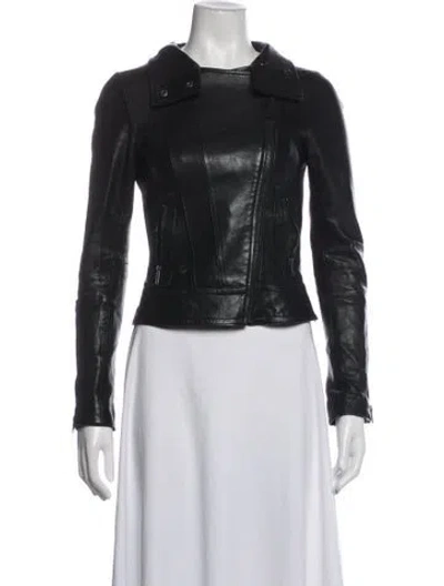 Pre-owned Mackage Lambskin Biker Jacket In Black