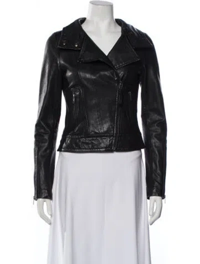 Pre-owned Mackage Lambskin Biker Jacket In Black