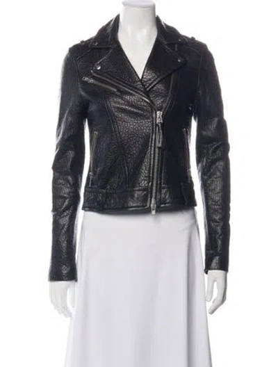 Pre-owned Mackage Lambskin Biker Jacket In Black