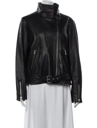 Pre-owned Mackage Lambskin Biker Jacket In Black