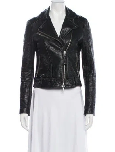 Pre-owned Mackage Lambskin Biker Jacket In Black