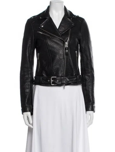 Pre-owned Mackage Lambskin Biker Jacket In Black
