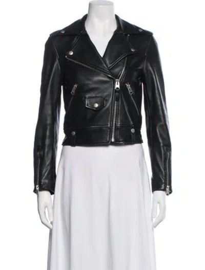 Pre-owned Mackage Lambskin Biker Jacket In Black