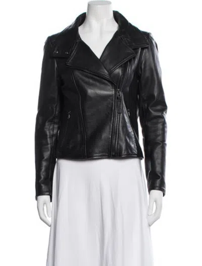 Pre-owned Mackage Lambskin Biker Jacket In Black