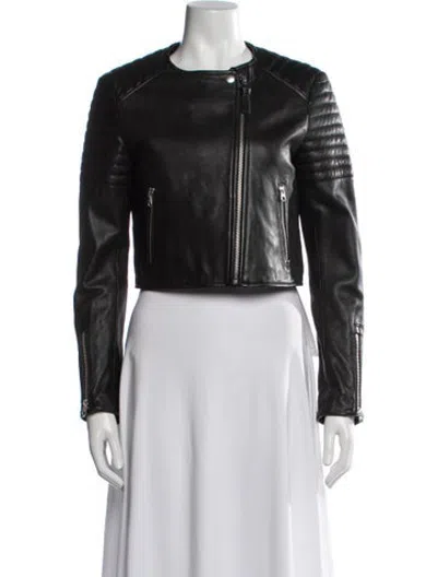 Pre-owned Mackage Lambskin Biker Jacket In Black