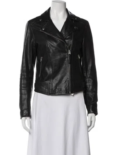 Pre-owned Mackage Lambskin Biker Jacket In Black