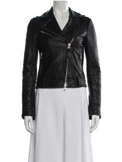 Pre-owned Mackage Lambskin Biker Jacket In Black