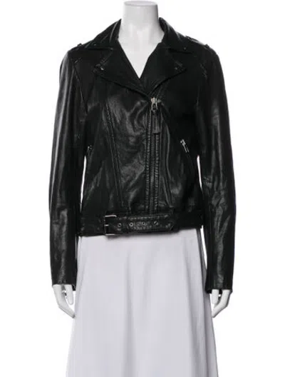Pre-owned Mackage Lambskin Biker Jacket In Black
