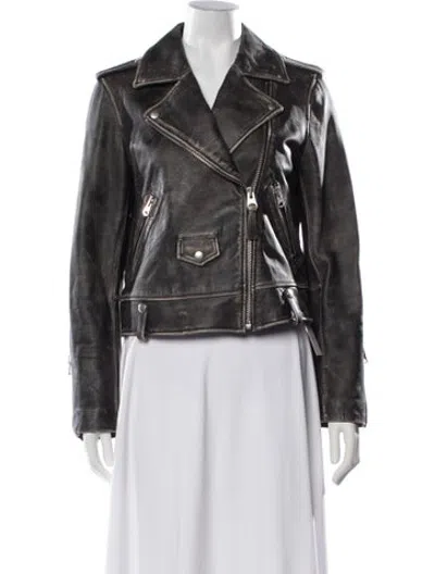 Pre-owned Mackage Lambskin Biker Jacket In Black