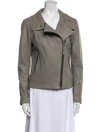 Pre-owned Mackage Lambskin Biker Jacket In Gray